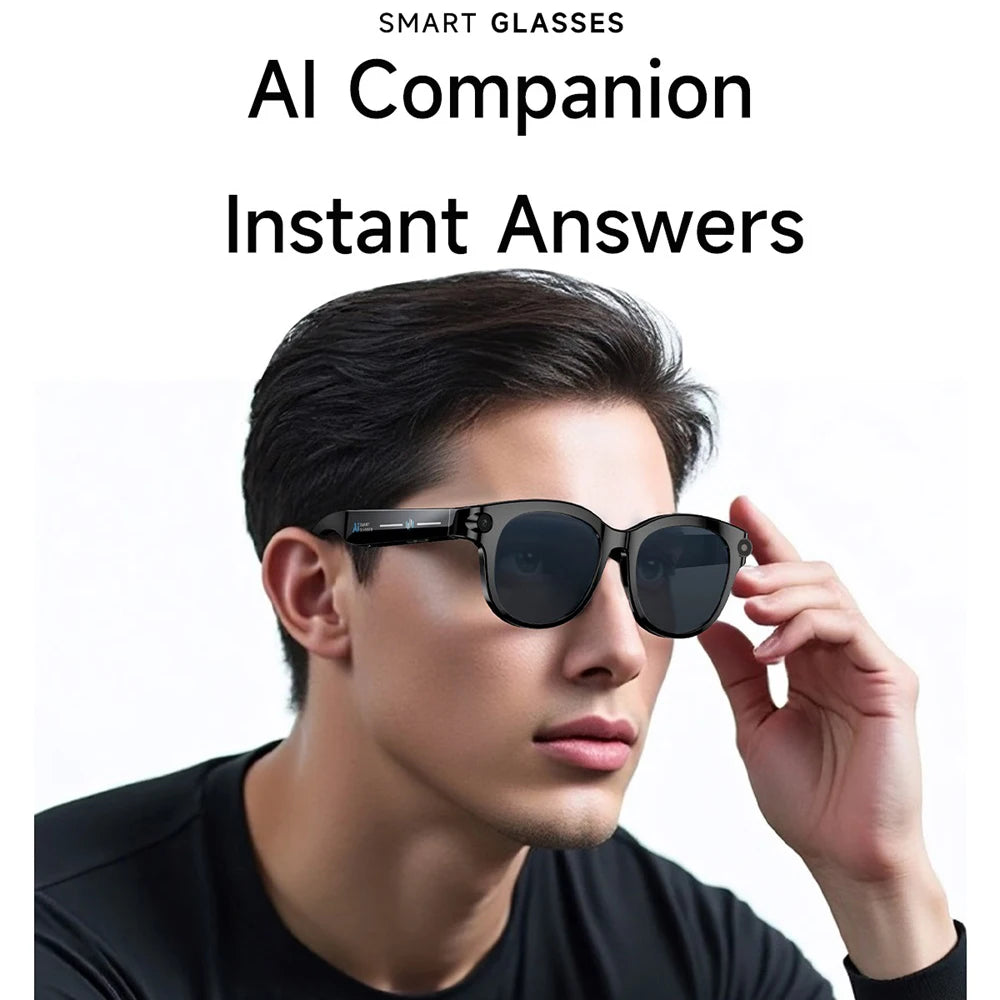 Lunettes intelligentes IA, traduction en temps réel, double caméra, appels Bluetooth, lecteur audio et vidéo, lecteur de musique, multifonctions pour hommes