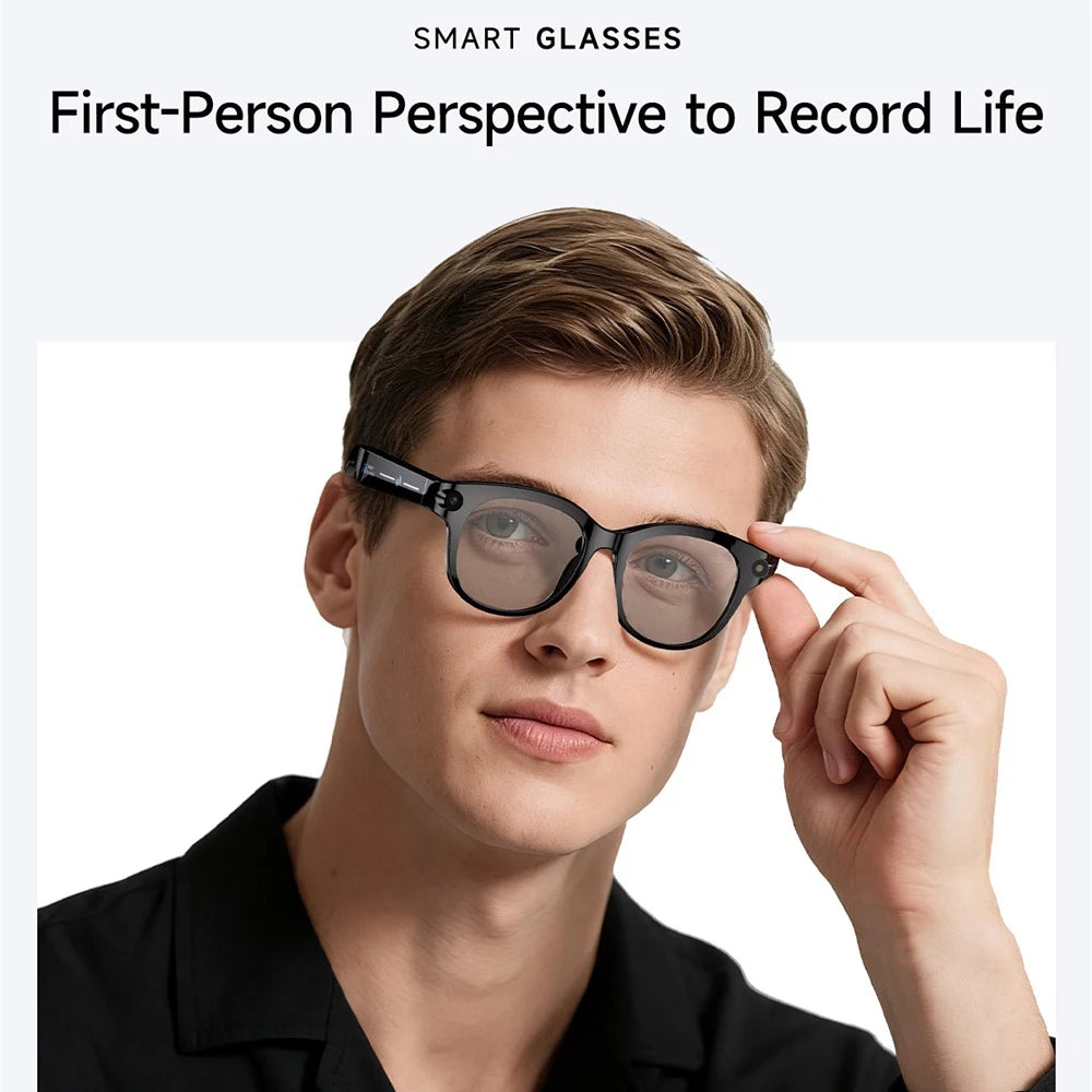 Lunettes intelligentes IA, traduction en temps réel, double caméra, appels Bluetooth, lecteur audio et vidéo, lecteur de musique, multifonctions pour hommes