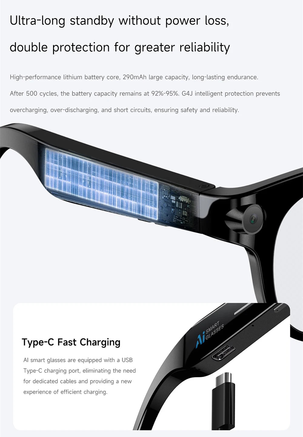 Lunettes intelligentes IA, traduction en temps réel, double caméra, appels Bluetooth, lecteur audio et vidéo, lecteur de musique, multifonctions pour hommes